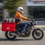 Sol Delivery uma moto fazendo entrega